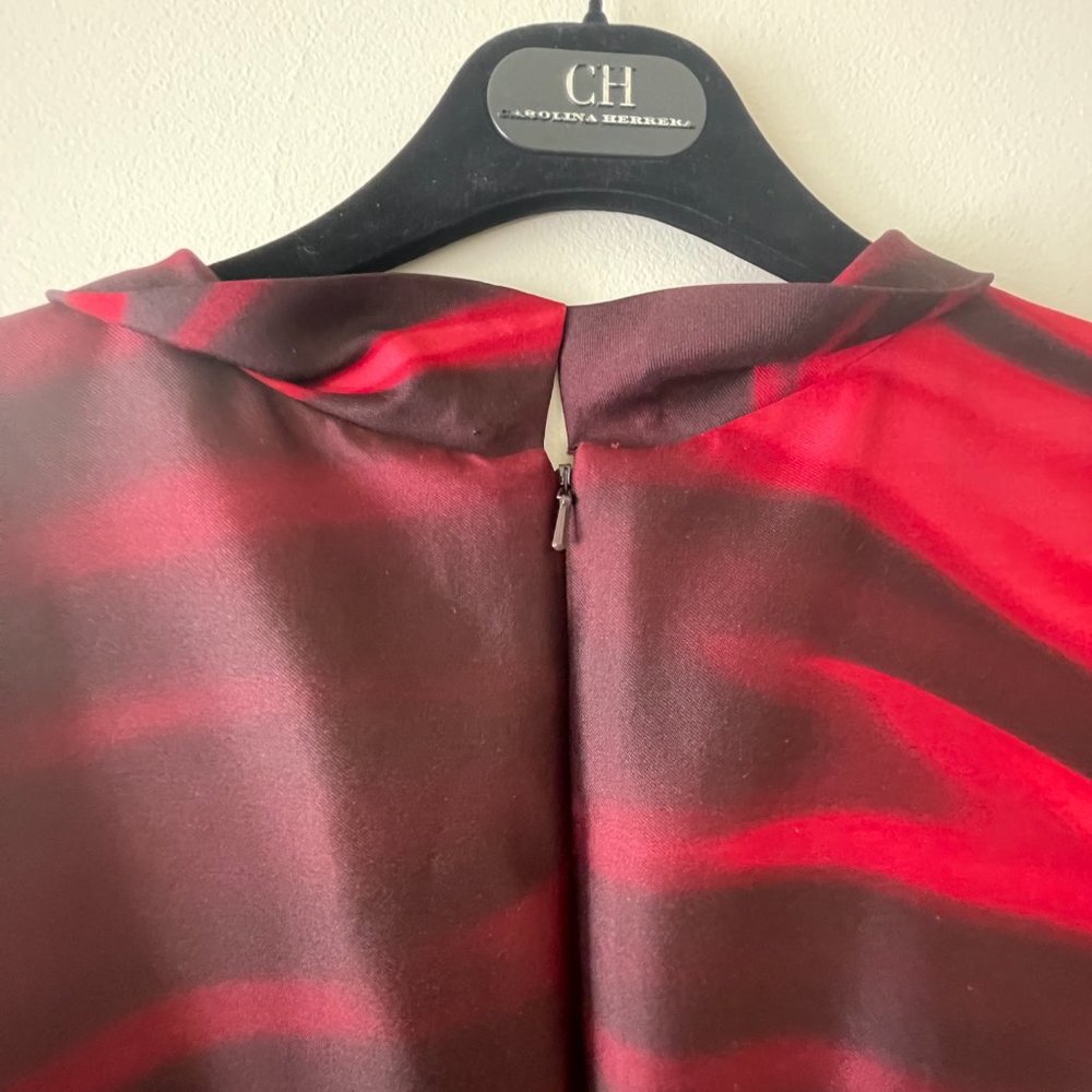 Oscar De La Renta Merlot Red Mikado Silk Dress - Picture 6 of 11